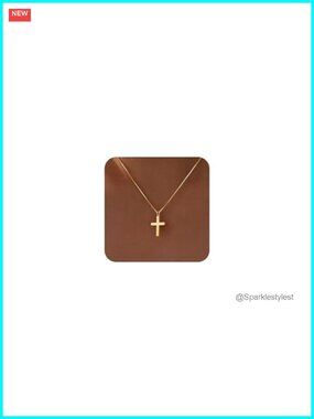Dainty 14K Gold Plated Cross Necklace Adjustable Choker Gift for Women